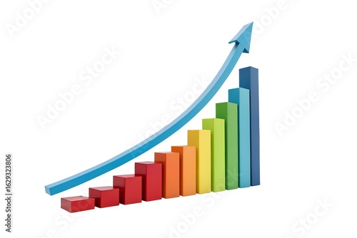 Free Download colourful business growth chart with rising arrow - GFXLoad