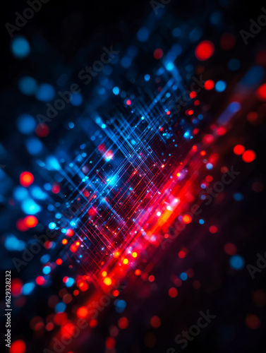 Wallpaper Mural Abstract digital data stream with vibrant blue and red light effects Torontodigital.ca