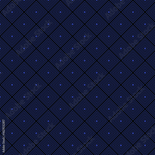 A vintage seamless blue geometric pattern with stars and diamonds is an elegant decoration for wallpaper or fabric