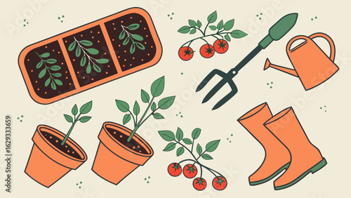 Gardening Tools and Plants for a Bountiful Harvest.