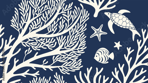 Underwater Coral Reef with Sea Life.