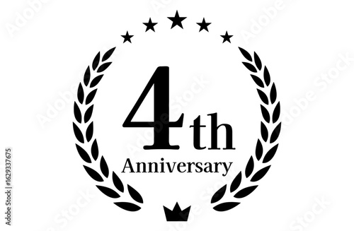4周年記念、アニバーサリーのロゴベクターイラスト