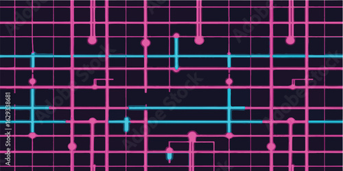 Abstract Pink Blue Grid Network Pattern