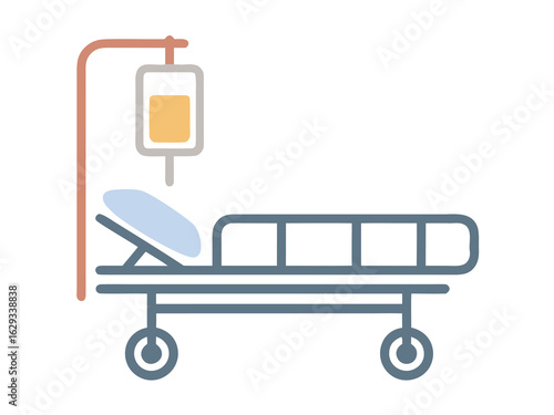 Hospital gurney with IV drip on white background stretcher medical