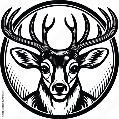 Deer Head Isolated on White Background – Realistic Wildlife Taxidermy, Animal Trophy Wall Mount, Stag Antlers, Forest Animal Portrait for Nature, Hunting, Rustic, or Cabin Decor Concepts

