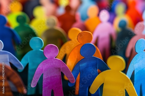 Colorful paper figures gather in a lively workshop, symbolizing togetherness