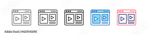 Video Icon In 5 Different Styles Set Collection.   