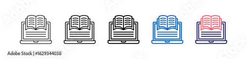 Ebook Icon In 5 Different Styles Set Collection.   