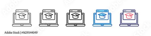 Online Education Icon In 5 Different Styles Set Collection.   