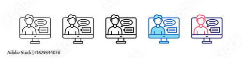 Online Class Icon In 5 Different Styles Set Collection.   