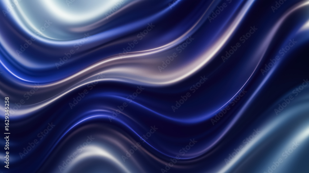 Obraz premium Smooth blue and silver abstract waves creating a flowing pattern