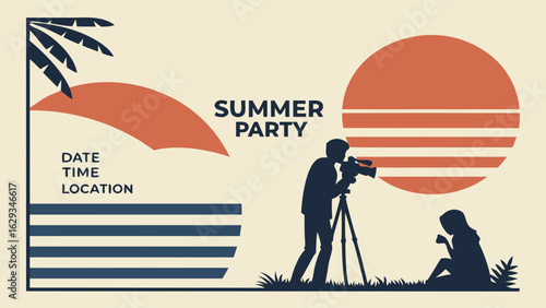 Summer Party Event Silhouettes with Videographer.