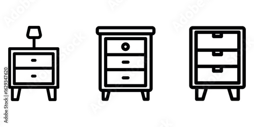 nightstand outline or line icon design bundle.