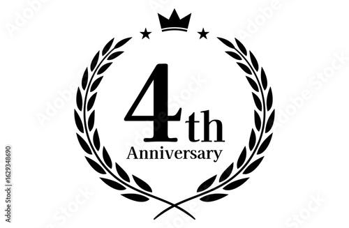 4周年記念、アニバーサリーのロゴベクターイラスト