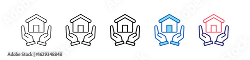 Property Insurance Icon In 5 Different Styles Set Collection.   