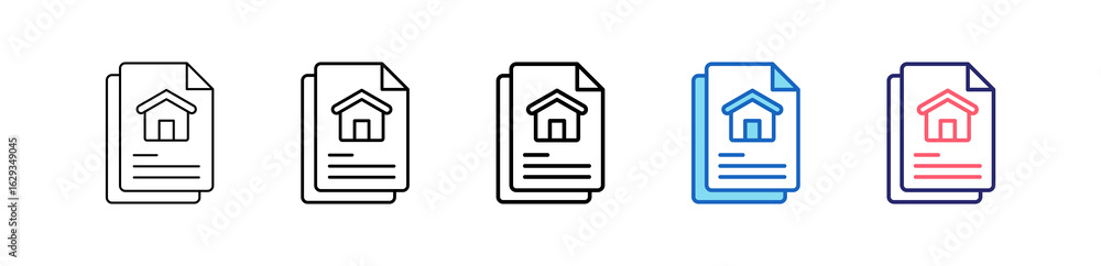 Obraz premium Document Icon In 5 Different Styles Set Collection. 