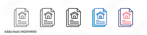 Document Icon In 5 Different Styles Set Collection.   