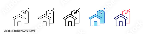 Price Tag Icon In 5 Different Styles Set Collection.   