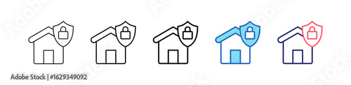 Secure Icon In 5 Different Styles Set Collection.   