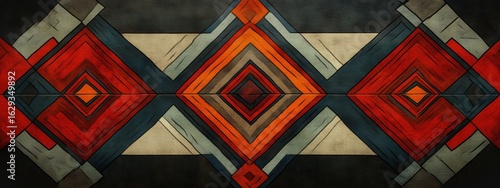 Vibrant Geometric Pattern with Red and Blue Color Palette Design