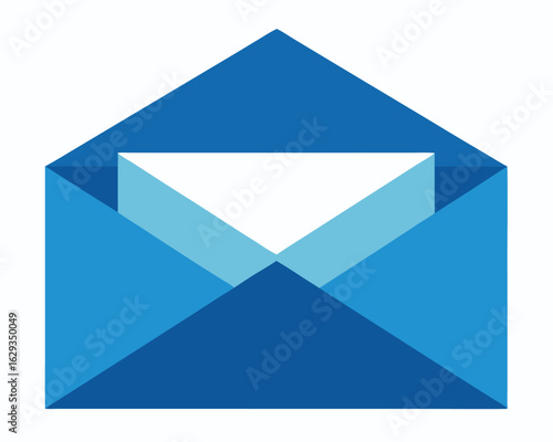 A blue email envelope is isolated on white background
