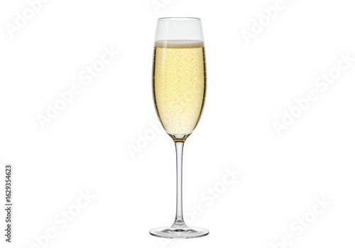 Isolated Elegant Flute Glass of Sparkling Champagne
