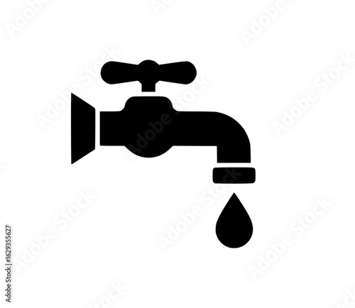 Water tap silhouette with droplet