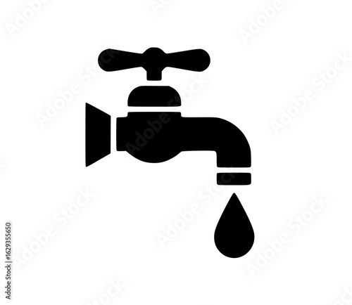 Water tap silhouette with droplet