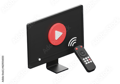 Photos Isolated Smart TV with Remote Control for Online Video Streaming