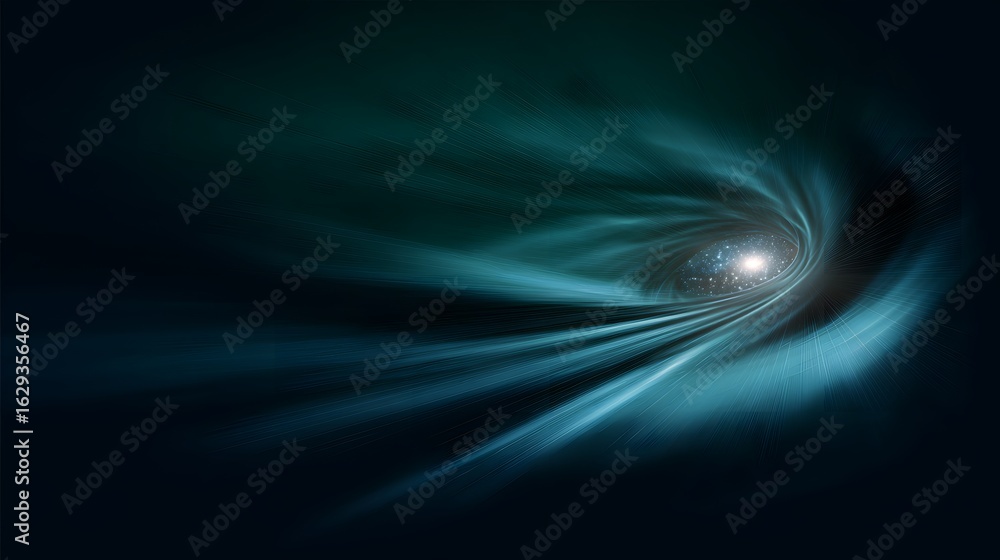 Fototapeta premium Glowing wormhole tunnel through ocean depths, featuring ghostly submarine silhouettes in an engineering marvel.