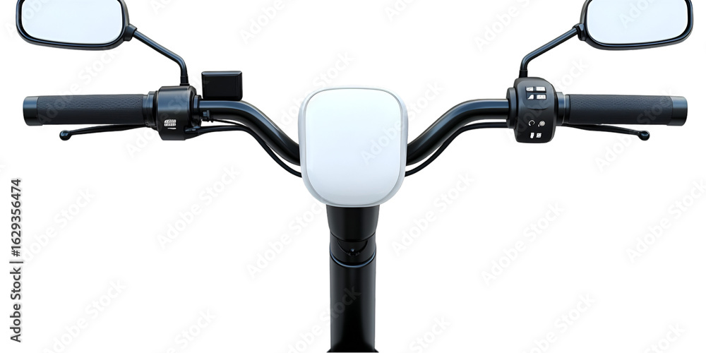 Naklejka premium Electric scooter handlebar panel isolated modern e-mobility device mockup transparent background