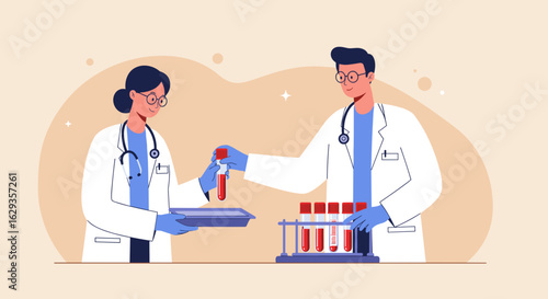 Doctors exchanging laboratory samples in modern medical environment  