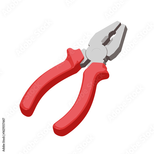 Red-handled pliers on white background for DIY tasks  