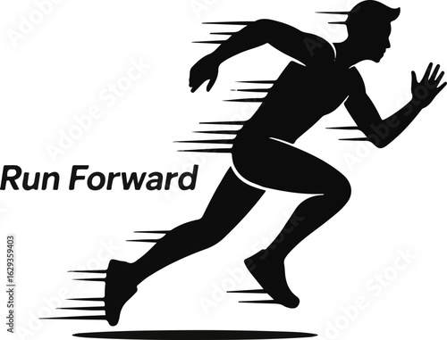 A simple running icon with a person in motion. 