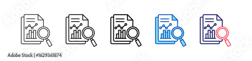 Analysis Icon In 5 Different Styles Set Collection.   