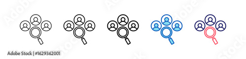 Search Icon In 5 Different Styles Set Collection.   