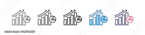 Progress Icon In 5 Different Styles Set Collection.   