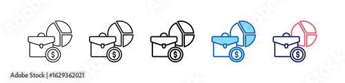 Suitcase Icon In 5 Different Styles Set Collection.   