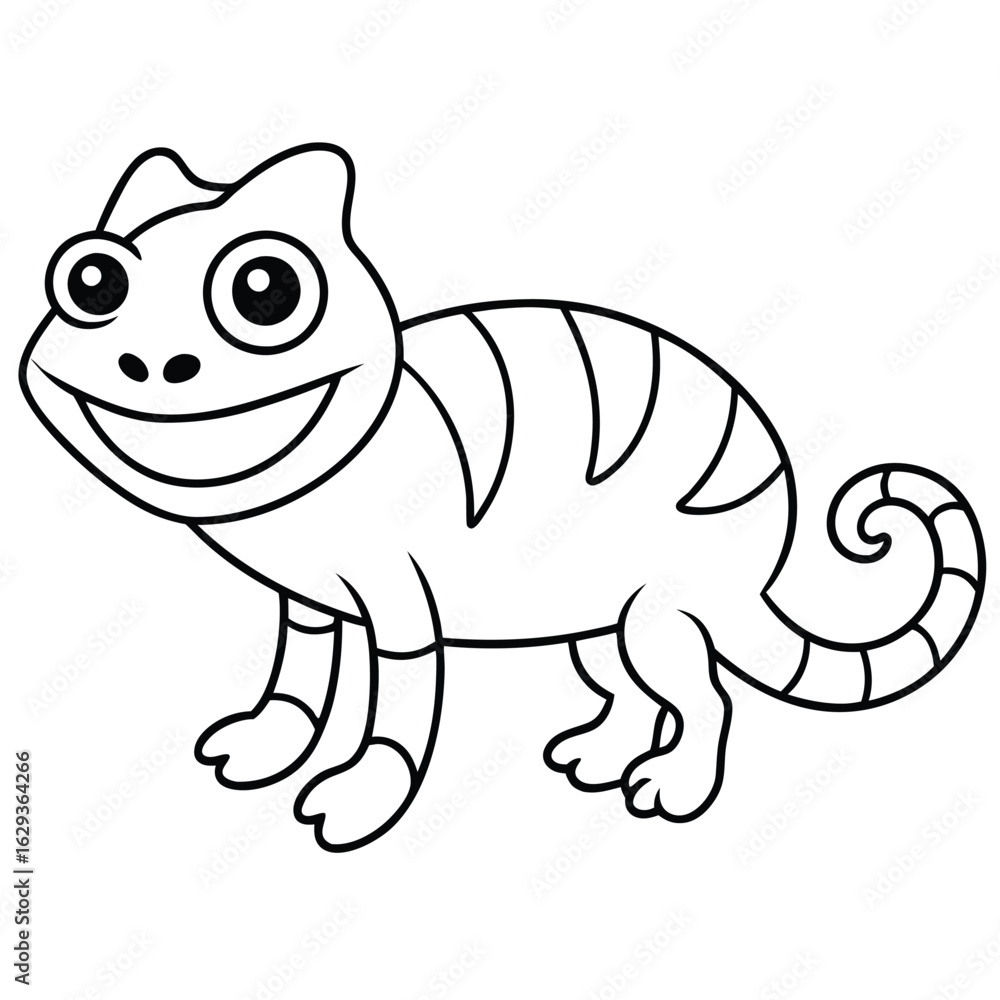 Fototapeta premium Cute cartoon chameleon isolated on white background illustration