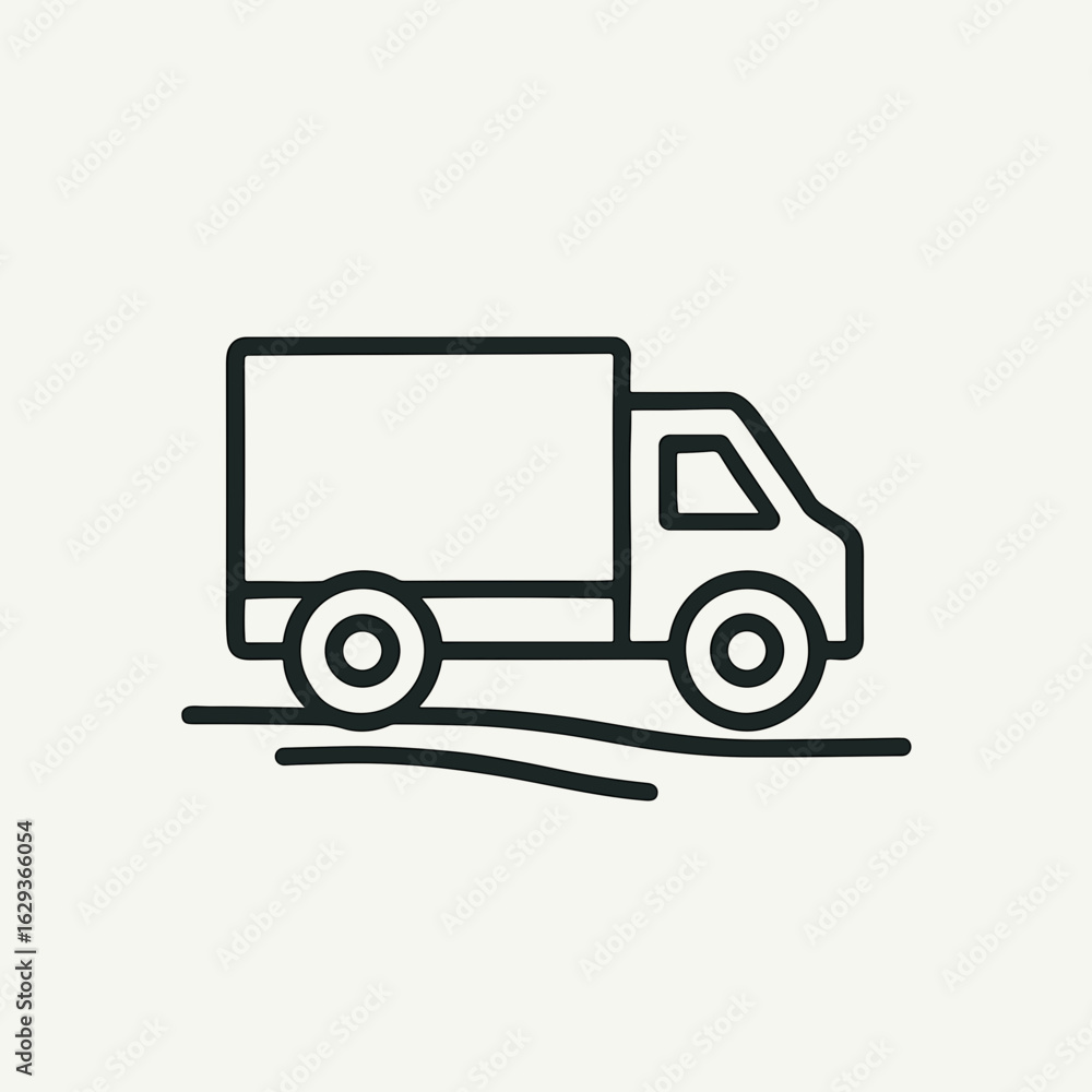Fototapeta premium Delivery truck icon in minimalist style on light background