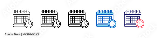 Schedule Icon In 5 Different Styles Set Collection.   