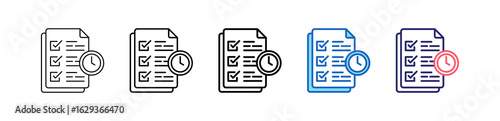 Checklist Icon In 5 Different Styles Set Collection.   
