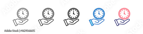 Saving Icon In 5 Different Styles Set Collection.   
