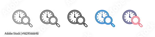 Search Icon In 5 Different Styles Set Collection.   