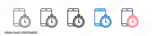 Mobile Icon In 5 Different Styles Set Collection.   
