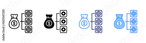 Cost icon set multiple style collection