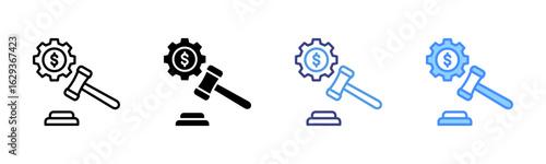 Auction icon set multiple style collection