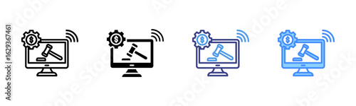 Auction icon set multiple style collection