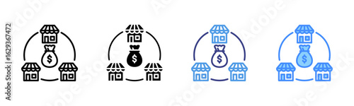 Store icon set multiple style collection
