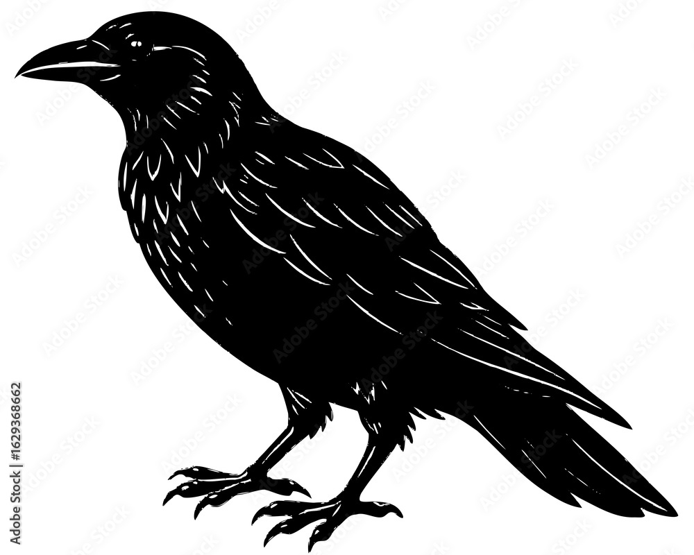 Obraz premium raven on white background